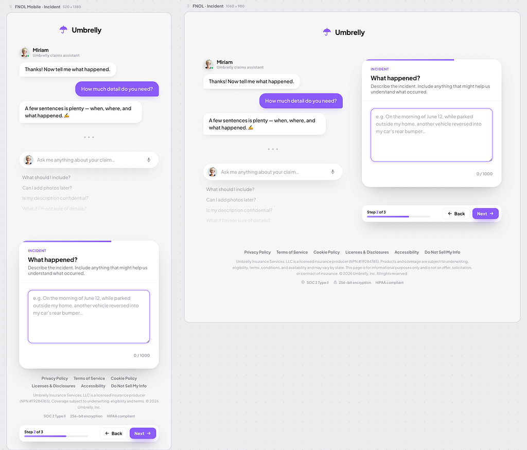 Adapting the mobile prototype into a desktop/web layout in cauliflower.studio