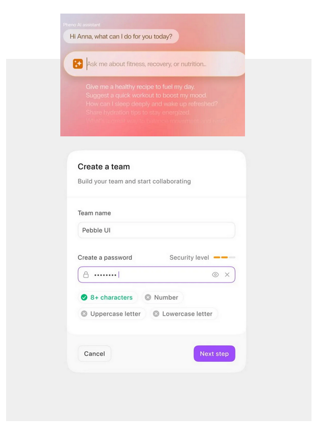 First input, screenshot concatenated with two Pinterest inspirations