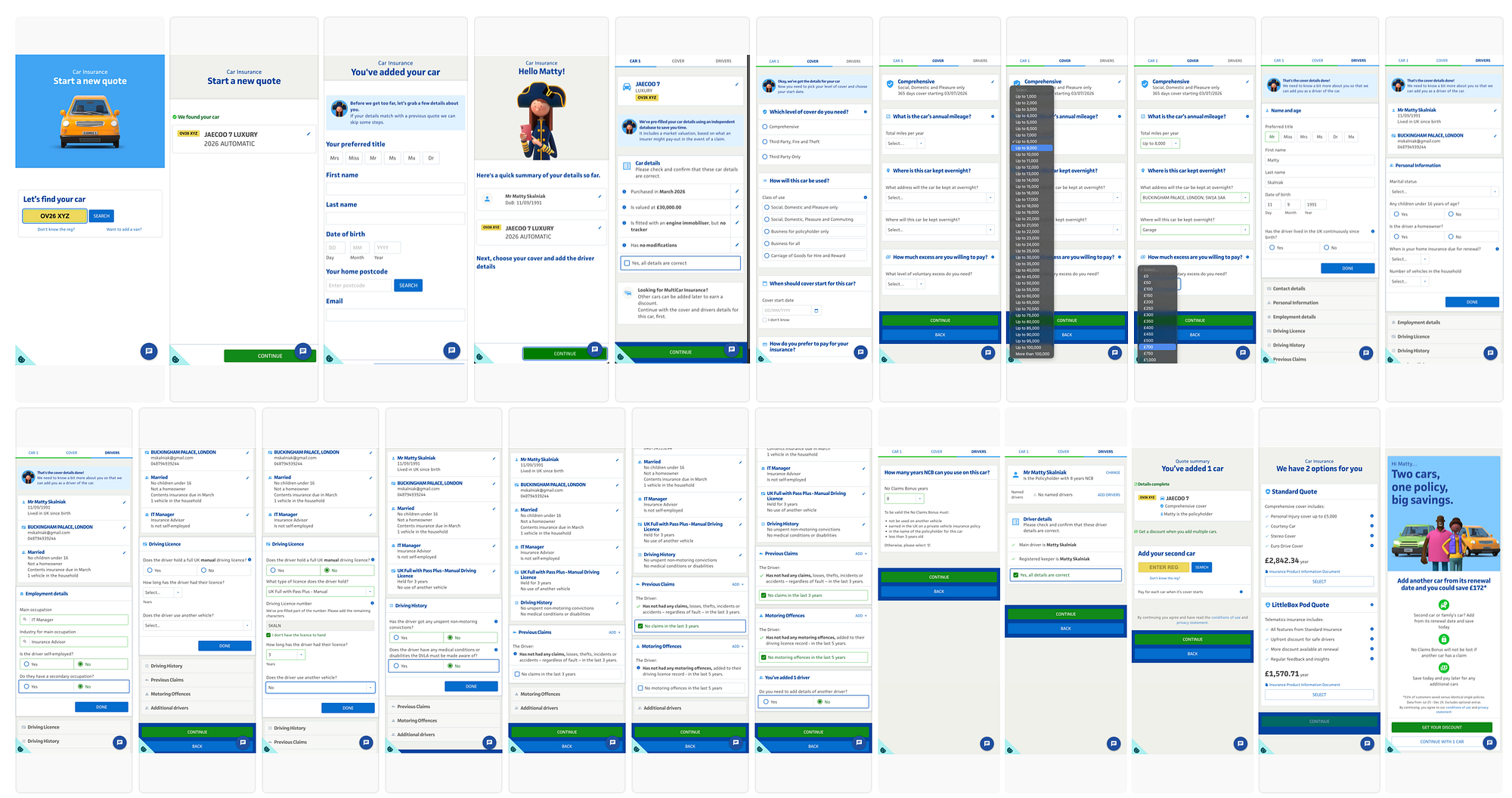 First insurer's quote journey example